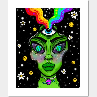 Trippy alien babe Posters and Art